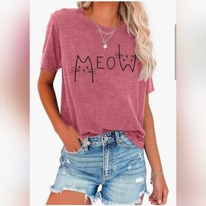 Women's Cats Meow Graphic Tee Pink Small